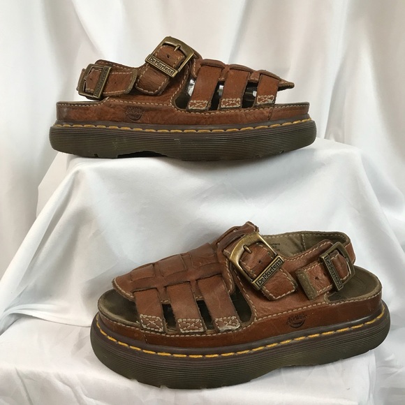 Dr Martens Brown Leather Woven Sandal 